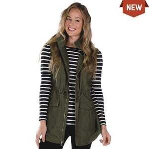 Charles River Apparel Women’s Olive Green Bristol Utility Vest with Hood